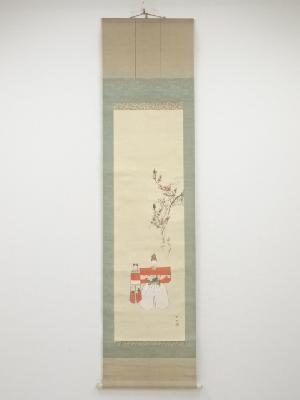 藤井松林筆　立雛図　肉筆絹本掛軸（保護箱）